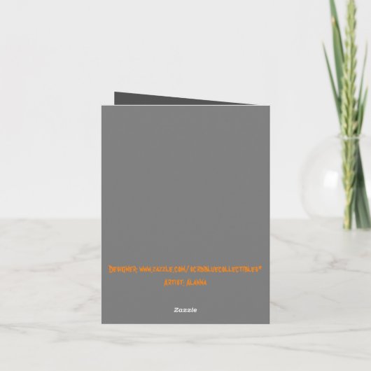 Carte de note pliée Halloween Citrouille Bat (Dos)