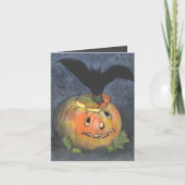 Carte de note pliée Halloween Citrouille Bat (Devant)