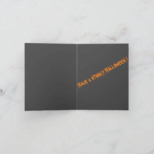 Carte de note pliée Halloween Citrouille Bat (Intérieur)