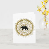 Carte de note pliée Mandala de l'ours (Fleur jaune)