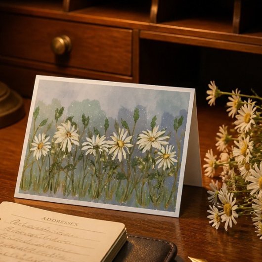 Carte de note pliée marguerite