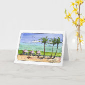 Carte de note pliée Plage & Palm Trees (Fleur jaune)