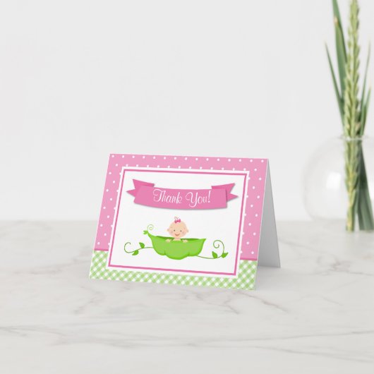 Carte de note pliée pour fille de pois doux (Devant)