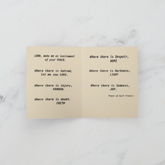 Carte de note pliée SAINT FRANCIS (Intérieur)