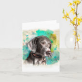 CARTE DE NOTE POUR AQUARELLE DE WEIMARANER AVEC (Fleur jaune)