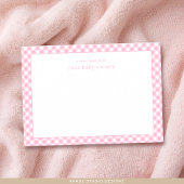 Carte de note pour bébé rose En vichy moderne