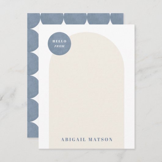 Carte de note pour cadre d'arc moderne - bleu (Devant / Derrière)