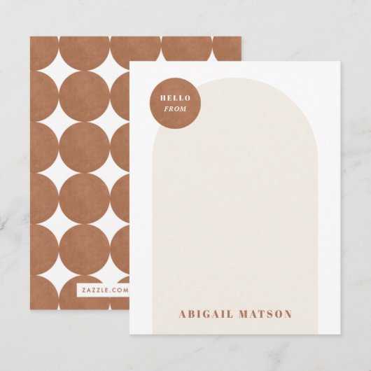 Carte de note pour cadre d'arc moderne - Tan (Devant / Derrière)