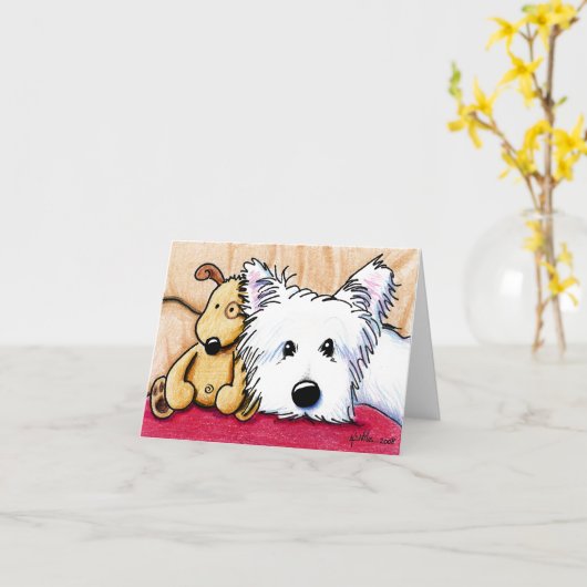 Carte de note pour chien Ditto & Pudge Westie (Fleur jaune)