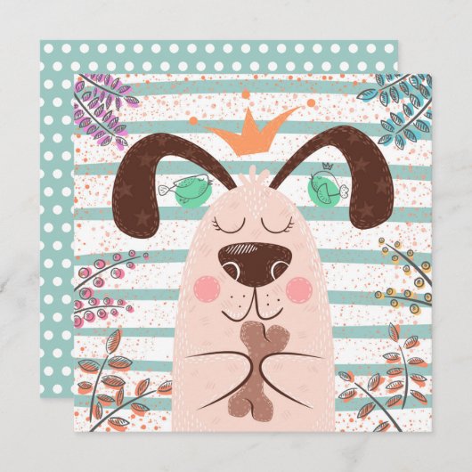 Carte de note pour chien mignon (Devant / Derrière)