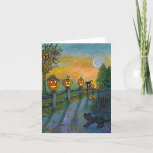 Carte de note pour Citrouilles et chats en fusion