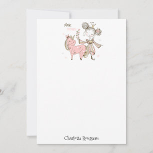 Carte de note pour enfant de la princesse Unicorne