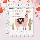 Carte de note pour enfants Llama Valentine