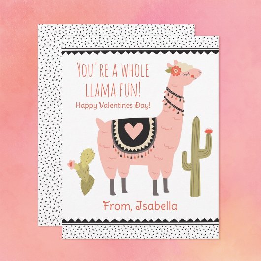 Carte de note pour enfants Llama Valentine
