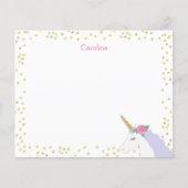 Carte de note pour fille Unicorn Aquarelle rose or (Devant)