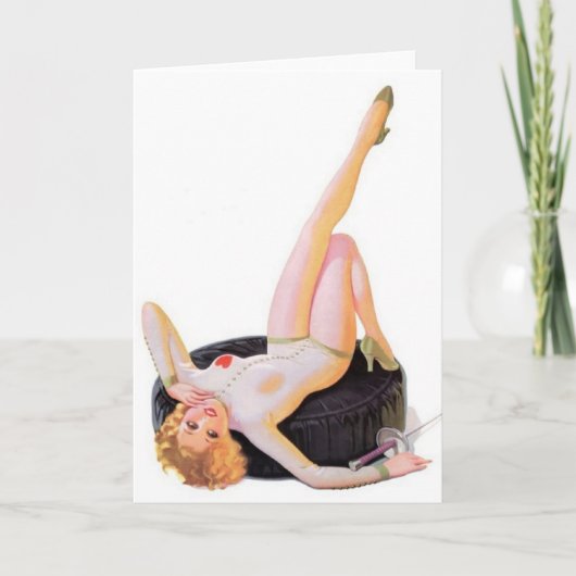 Carte de note pour fille vintage d'escrime (Devant)