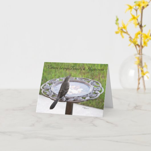 Carte de note pour le bain d'oiseaux de Mockingbir (Fleur jaune)
