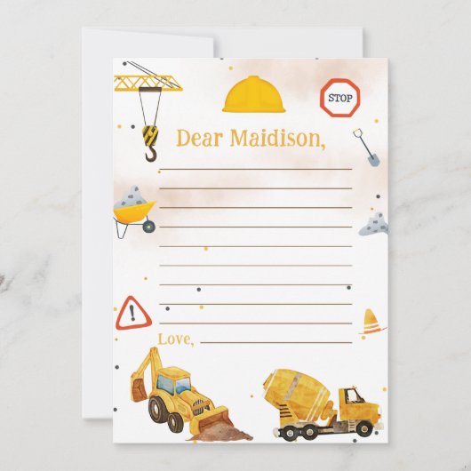 Carte de note pour le capsule d'heure d'anniversai (Devant)