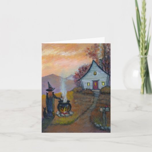 Carte de note pour l'Halloween de sorcière (Devant)