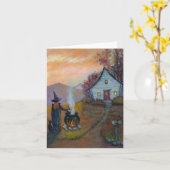 Carte de note pour l'Halloween de sorcière (Fleur jaune)