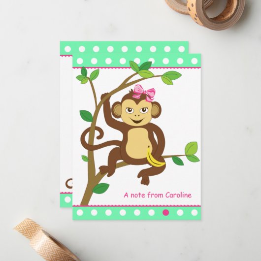 Carte de note pour petite fille mignonne (Devant/Arrière en situation)