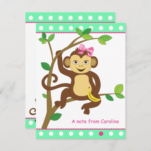Carte de note pour petite fille mignonne (Devant / Derrière)