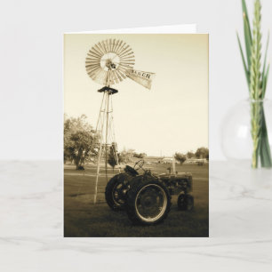 Carte de note pour tracteur et moulin à vent