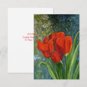 Carte de note pour tulipes rouges - Art original - (Devant / Derrière)