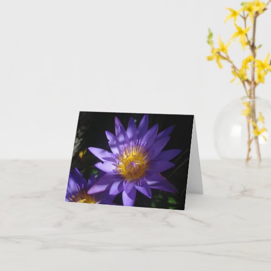 Carte de note pourpre de nénuphar (Fleur jaune)
