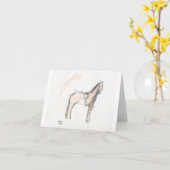 Carte de note "Prêt" Cheval prêt à l'action (Fleur jaune)
