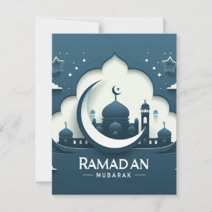 Carte De Note Ramadan Moderne Bleu Et Blanc