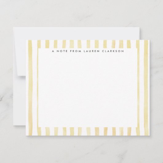Carte de note rayée aquarelle jaune clair (Devant)