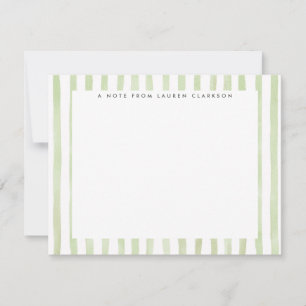 Carte de note rayée aquarelle vert clair