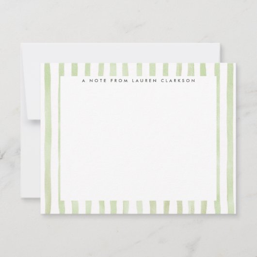 Carte de note rayée aquarelle vert clair (Devant)