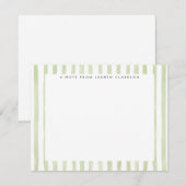 Carte de note rayée aquarelle vert clair (Devant / Derrière)