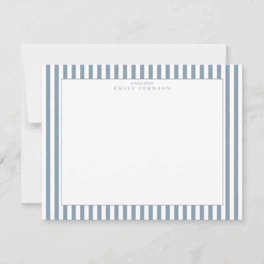 Carte de note rayée bleu poussiéreux (Devant)