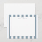 Carte de note rayée bleu poussiéreux (Devant / Derrière)