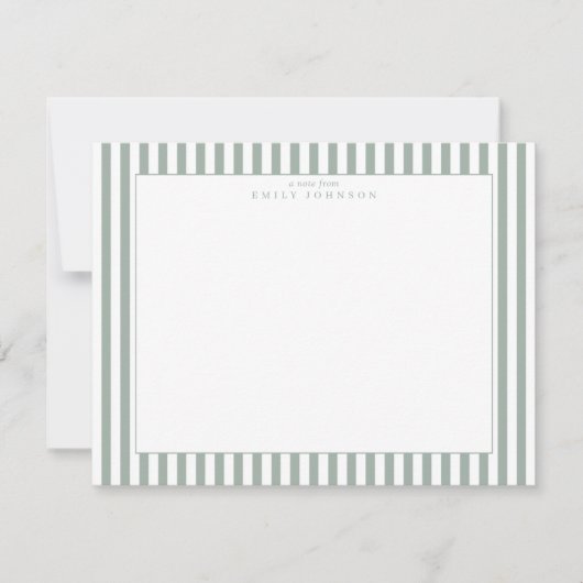 Carte de note rayée de sauge (Devant)