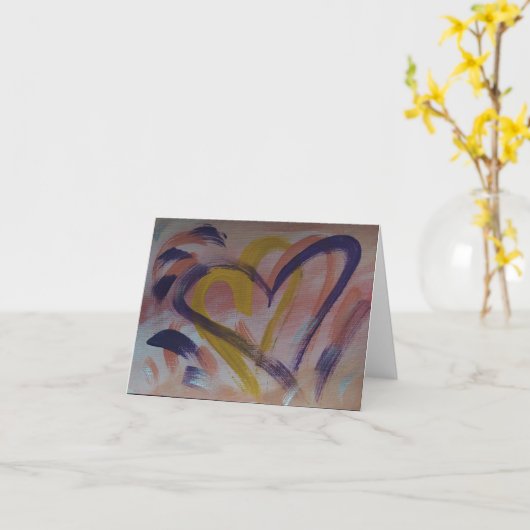 Carte de note reliée de coeurs - pourpre et jaune (Fleur jaune)