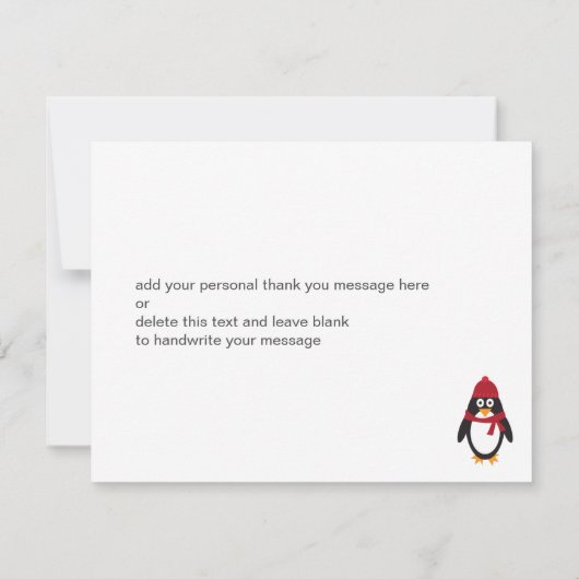 Carte de note Remerciement Penguin (Dos)
