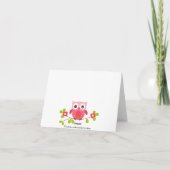 Carte de note Remerciements Chouette de Baby showe (Dos)