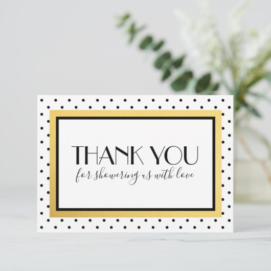 Carte de note Remerciements Douche, Black White Go (Debout devant)