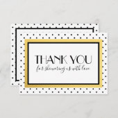 Carte de note Remerciements Douche, Black White Go (Devant / Derrière)