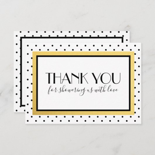 Carte de note Remerciements Douche, Black White Go (Devant / Derrière)