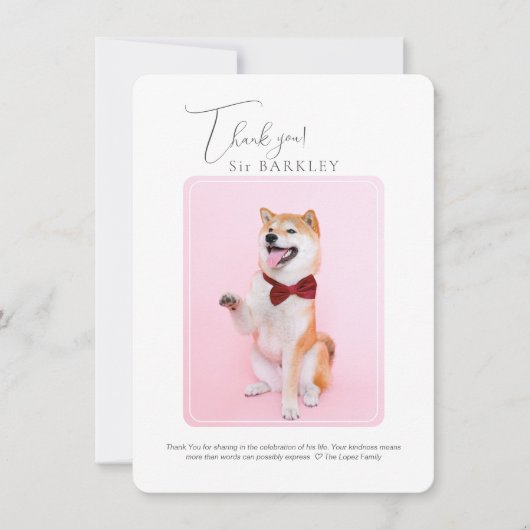 Carte de note Remerciements Pet Memorial (Devant)