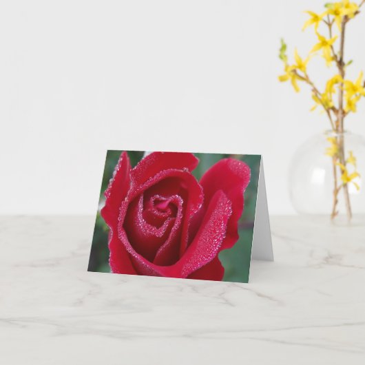 Carte de note rose couverte de rosée (Fleur jaune)