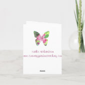 Carte de note rose de blanc d'aquarelle de fleur (Dos)