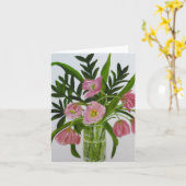 Carte de note rose de tulipes (Fleur jaune)