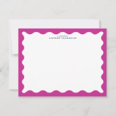 Carte de note rose framboise à cadre ondulé (Devant)