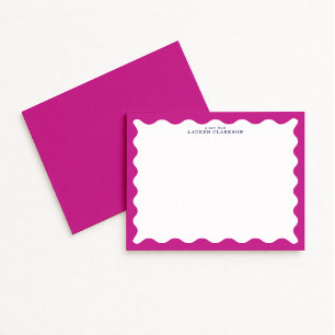 Carte de note rose framboise à cadre ondulé